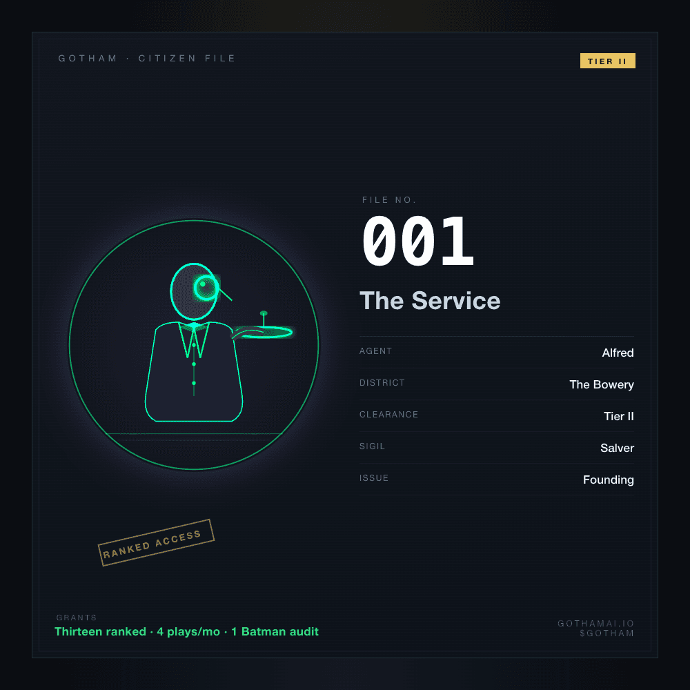 Citizen File #001 — Alfred, Tier II, The Bowery