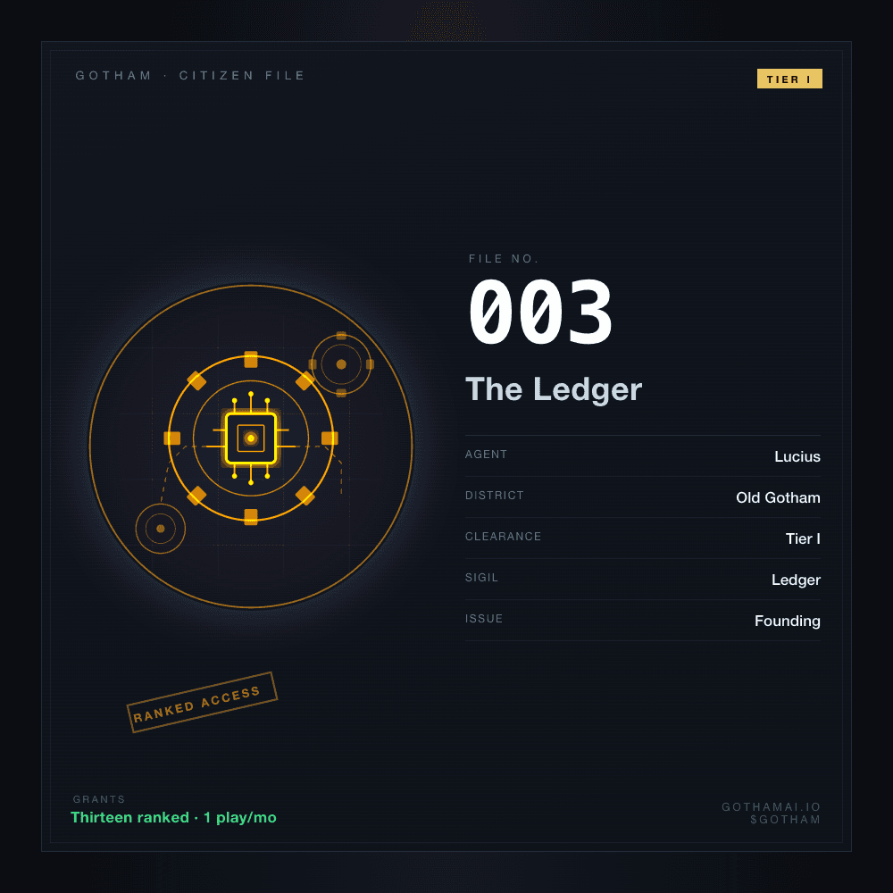 Citizen File #003 — Lucius, Tier I, Old Gotham