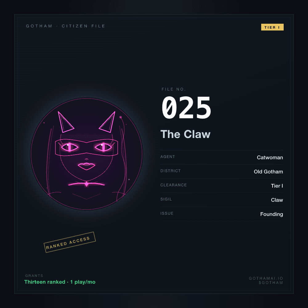 Citizen File #025 — Catwoman, Tier I, Old Gotham